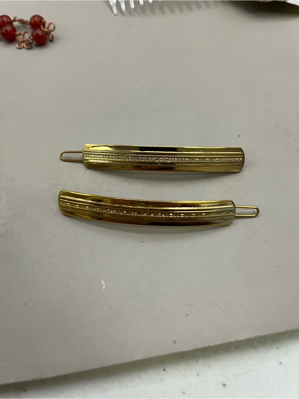 Vintage Gold Hair Lot 7 Pc Barrettes Hair Comb Rose Enamel Flower 80sRetro - Picture 4 of 6